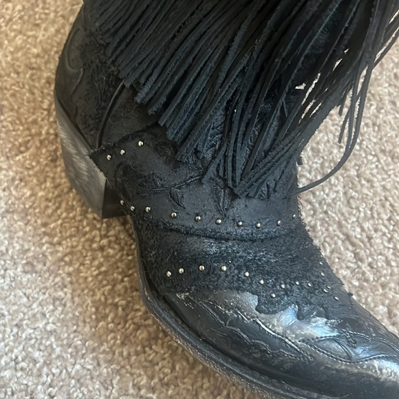 Like new Dan post black fringe women’s western boots - Picture 3 of 5